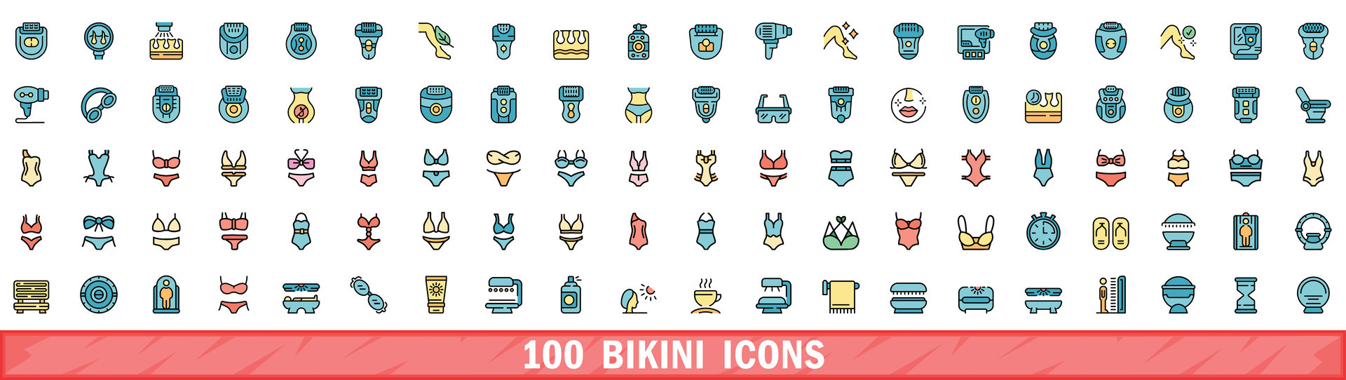 Bikini Icons Set Color Line Style Vector Art At Vecteezy