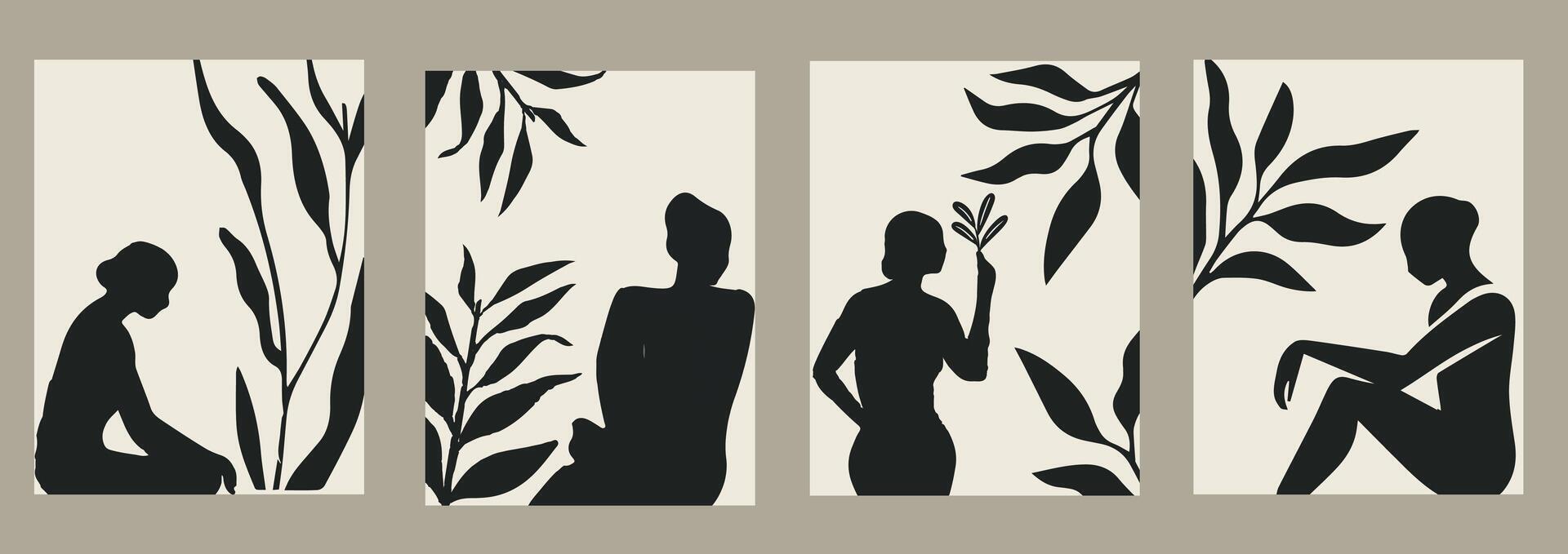 Contemporary Matisse Art Modern Matisse Styled Interior Posters Set Plants Leaf Branch Nude