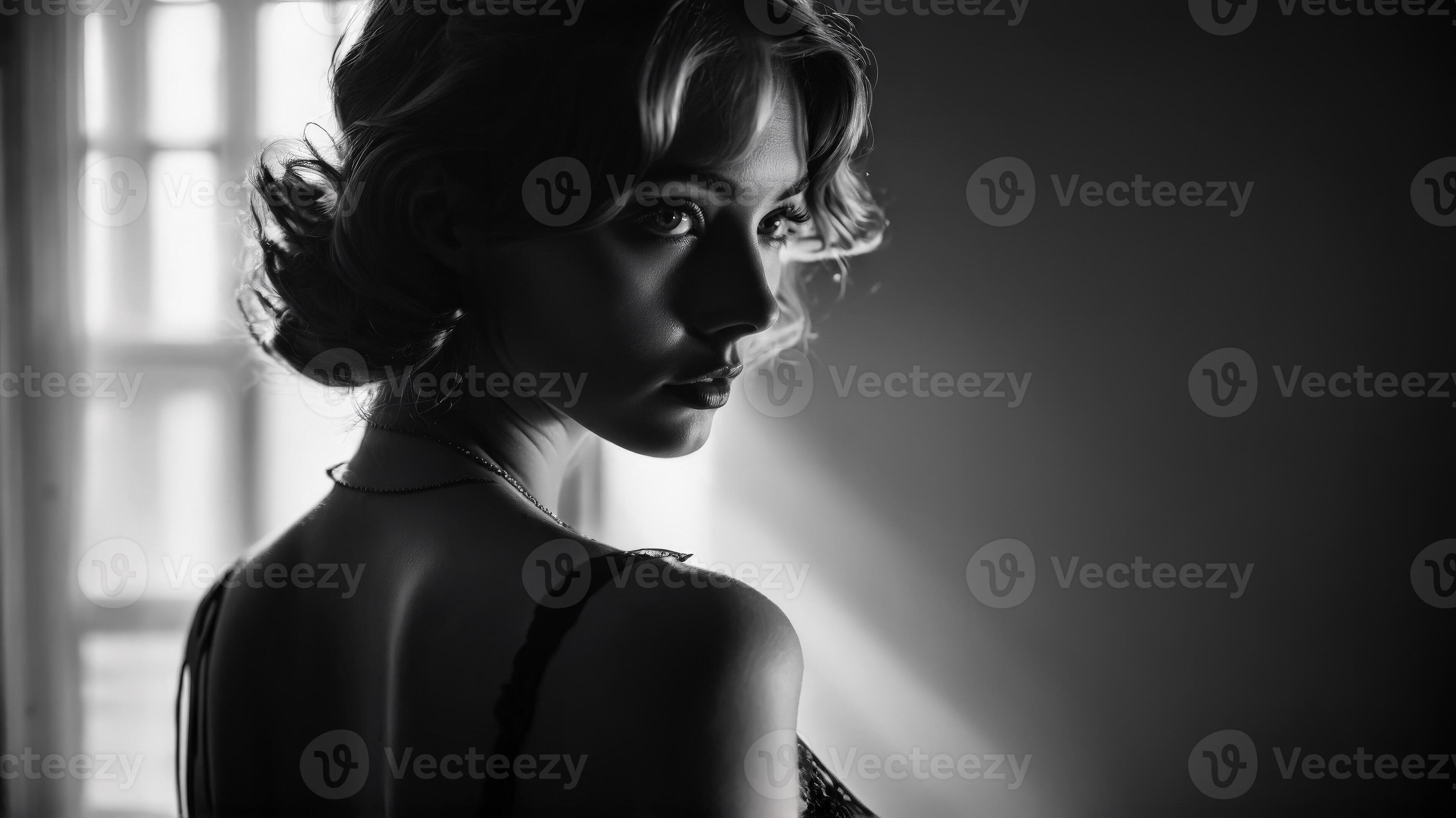 Noir Inspired Shoot With Model In Dark Seductive Lingerie Mysterious Shadows Vintage Detective