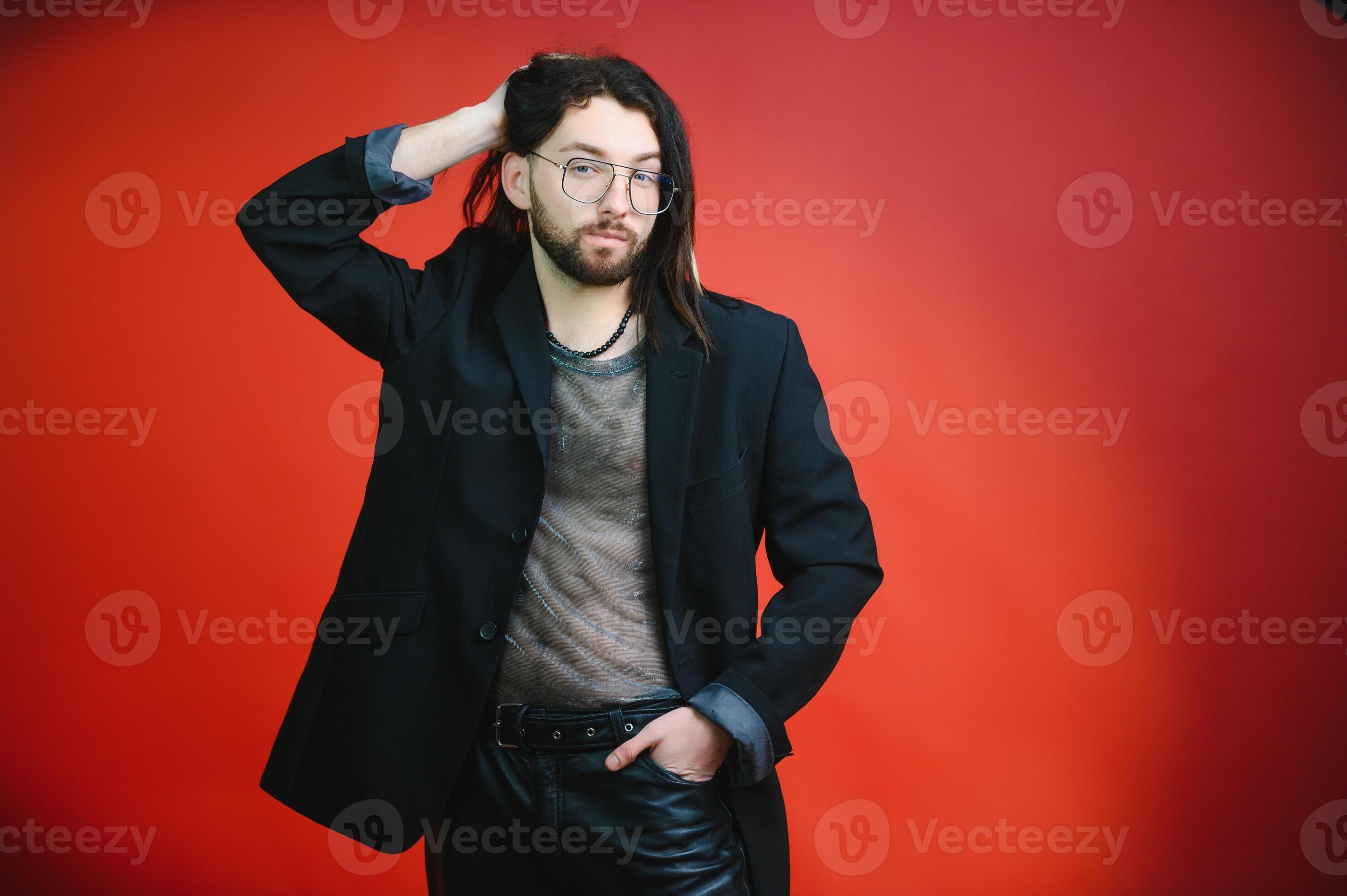 Retrato De Un Gay Hombre En Un De Colores Antecedentes G Nero Igualdad El Concepto De El Lgbt