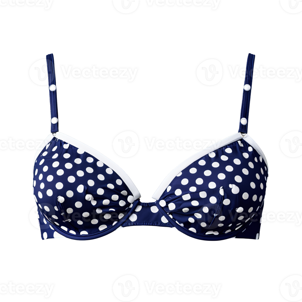 Vintage Style Bikini Top Underwire Cups Adjustable Straps Back Clasp Polka Dot Print Product