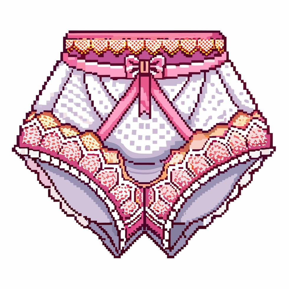 Pixel Art Lingerie Retro Style Lacy Panties With Bow In Pastel Colors Vector Art At