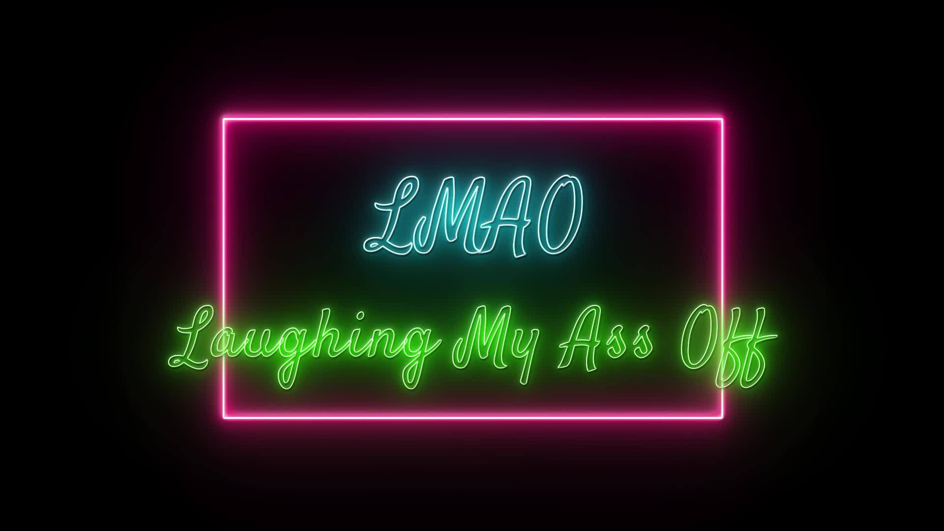 Lmao Laughing My Ass Off Neon Green Blue Fluorescent Text Animation Pink Frame On Black