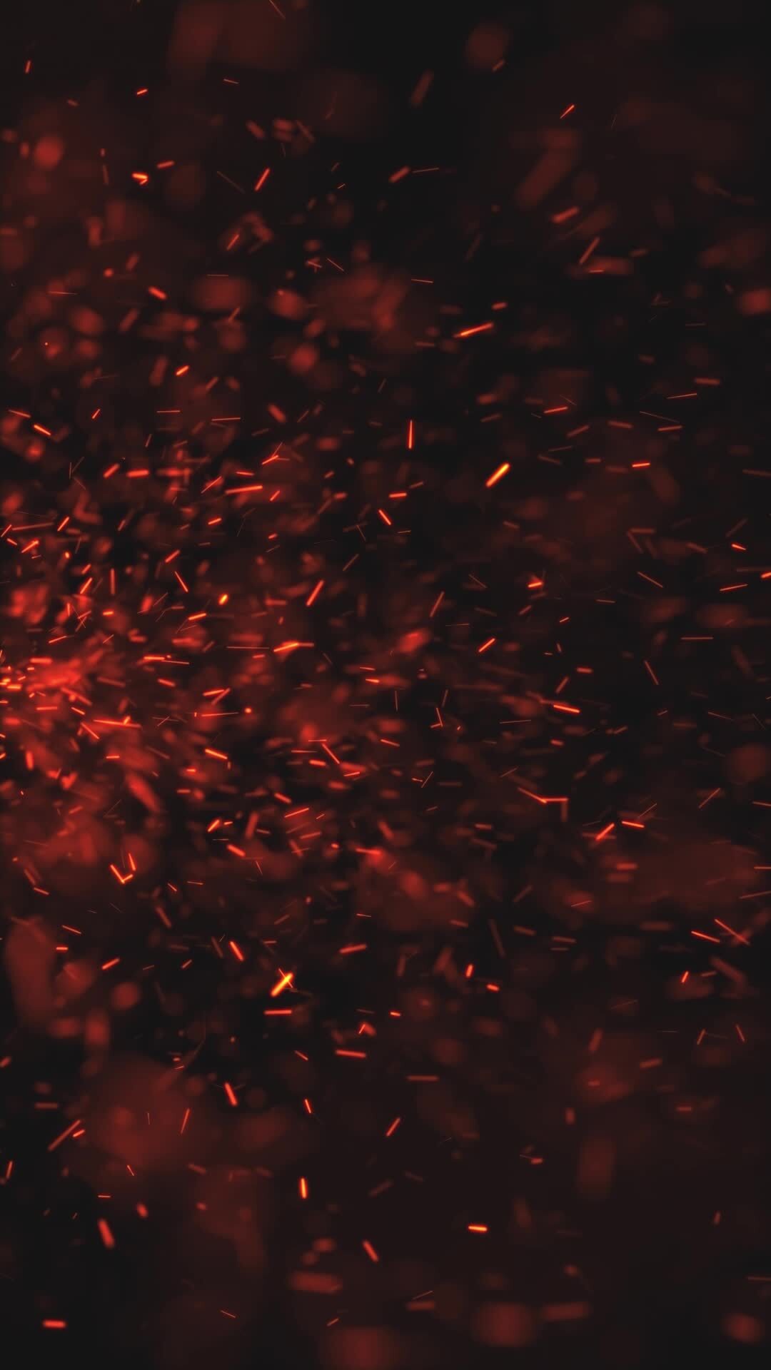 Vertical Video Burning Red Hot Sparks And Embers Fire Background Animation Fiery Glowing Red