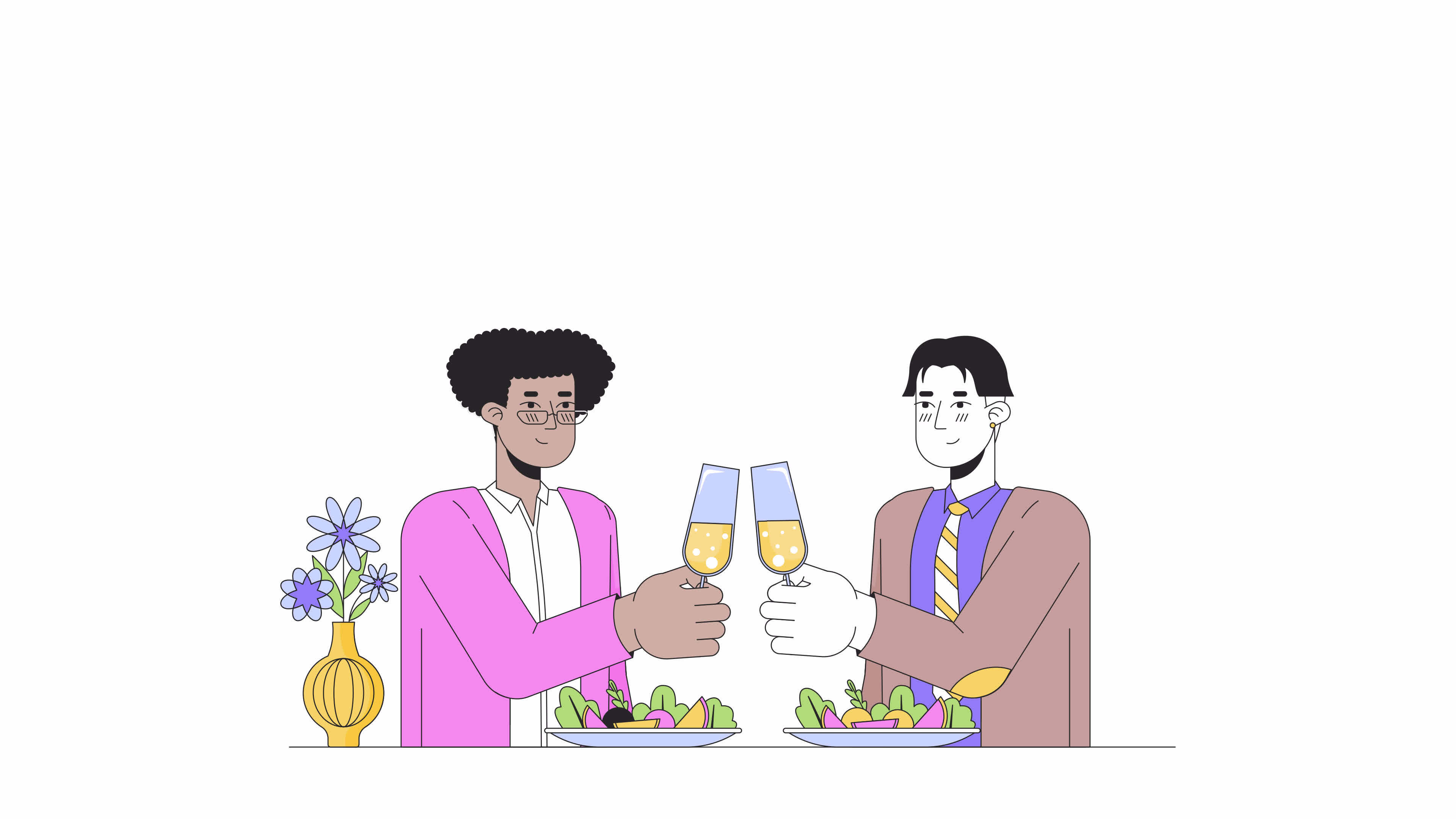Gay Hombres Pareja Tintinamente Lentes L Nea D Caracteres Animaci N Tostado Champ N Flautas