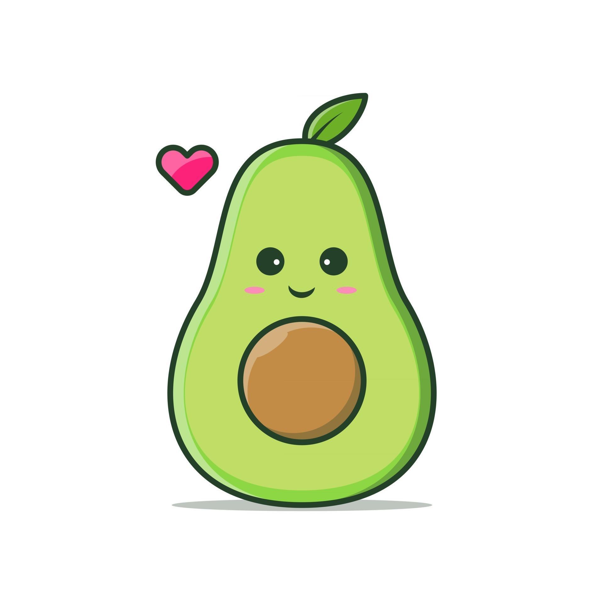 süße kawaii Avocado mit Lächeln Ausdruck Vektor 2861723 Vektor Kunst