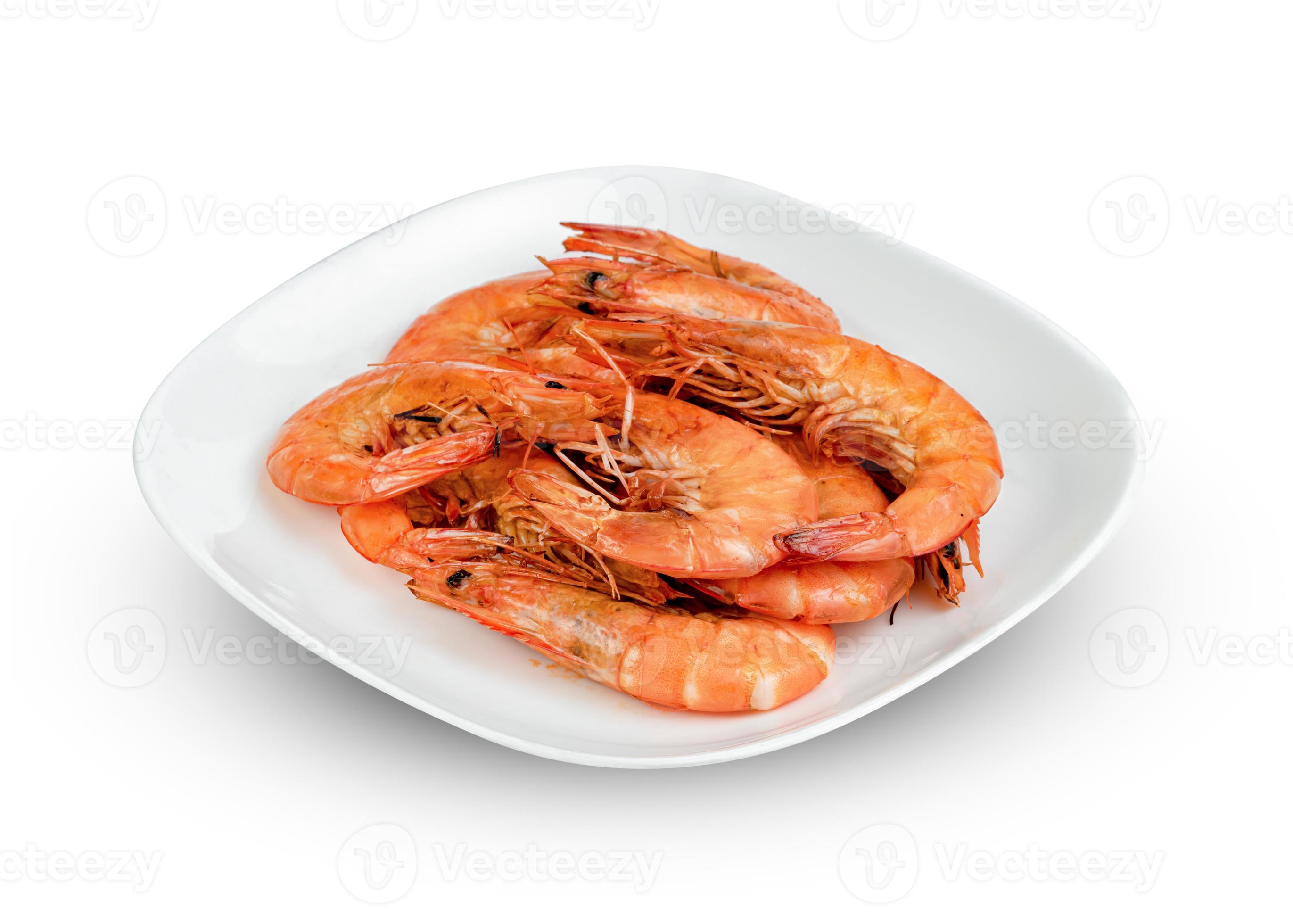 Crevettes R Ties Dans Un Plat Isol Sur Fond Blanc Crevettes Grill Es