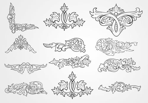 Decorative Floral Outlined Ornament Vectors