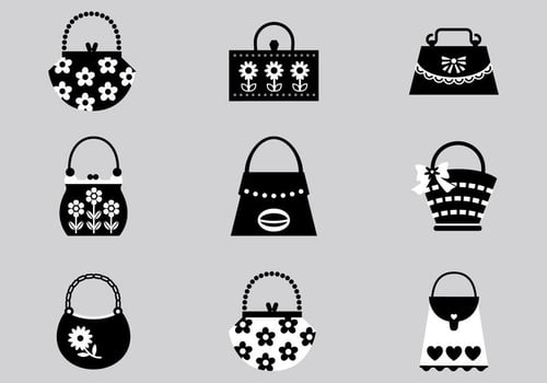 Black and Pink Handbag Vector Pack