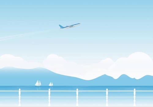 Airplane and Lake Vector Wallpaper