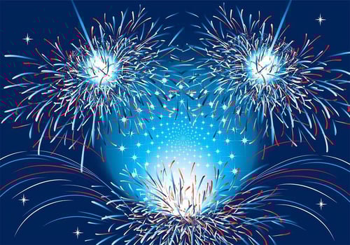 Patriotic Fireworks Vector Background Two