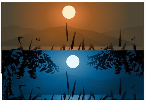 Wheat and Mountain Sunset Backgrounds vector