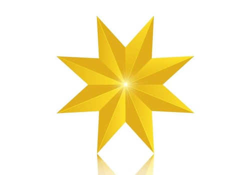3D 8 Point Golden Star Vector