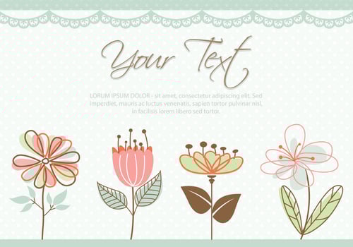 Cute Pastel Colored Flowers Card Vector