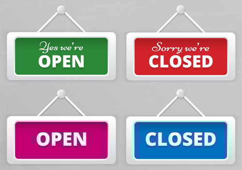 Open and Closed Hanging Sign Boards Vector