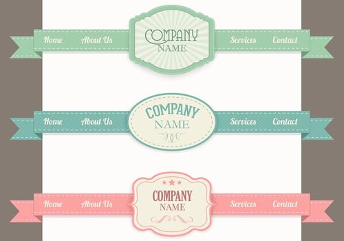 Retro Ribbon Navigation Menu Vector Set