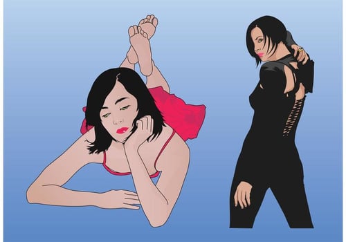 Vector Girls Drawing