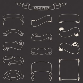 Outlined Ribbon Banners Vectors