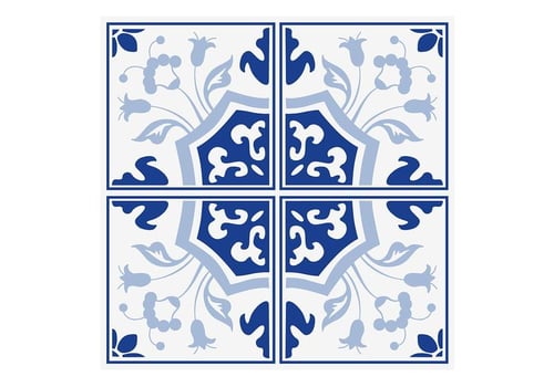 Delft Blue Floral Tiles Vector