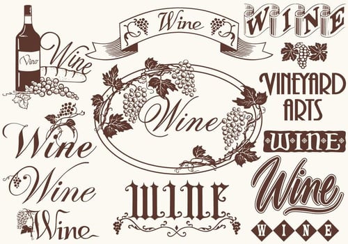 Vintage Wine Elements Vectors