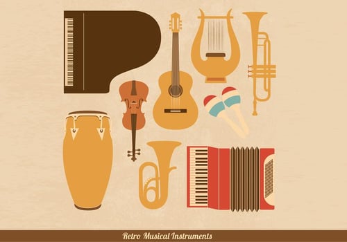 Retro Musical Instrument Vectors