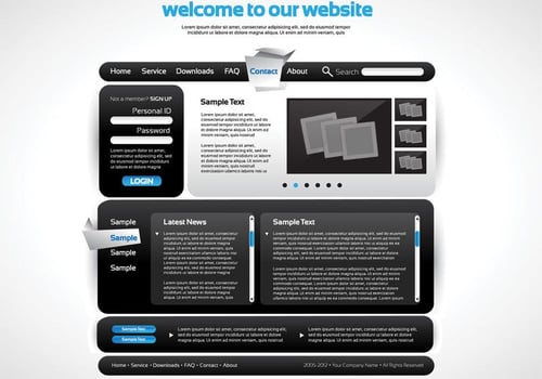 Sleek Black Website Vector Template