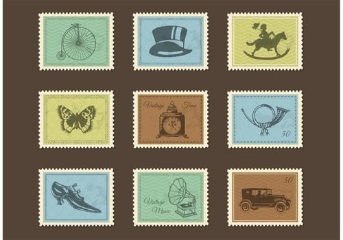 Free Vintage Post Stamps Vector