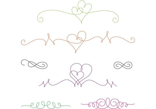 Curly Swirl Vector Hearts