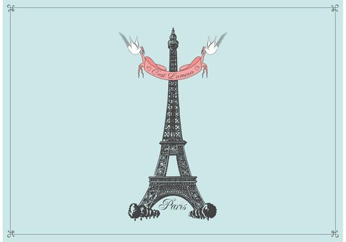 Hand Drawn Eiffel Tower Vector Background