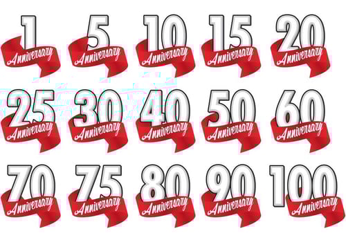 Red Ribbon Anniversary Badge Vectors 