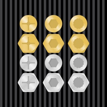Gold  Silver Screws Vector
