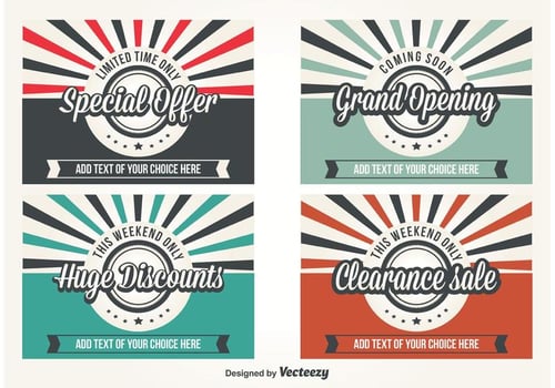 Promotional Retro Style Vector Labels