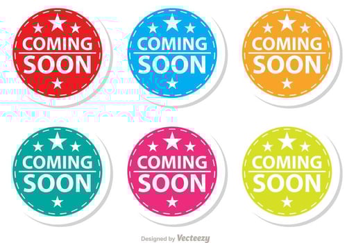 Starred Coming Soon Colorful Icons Set vector