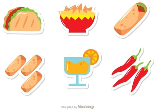 Mexican Food Icons Vectors Pack