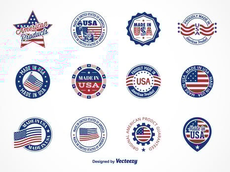 Set of Made In USA Labels vector