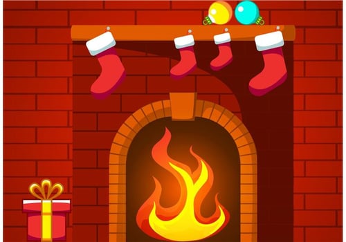 Christmas Fireplace Vector 