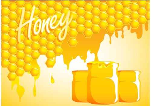 Honey Drip Background With Jars  vector