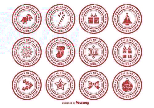 Distressed Christmas Rubber Stamps vector