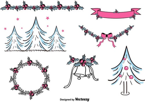 Free Hand Drawn Christmas Decorations vector