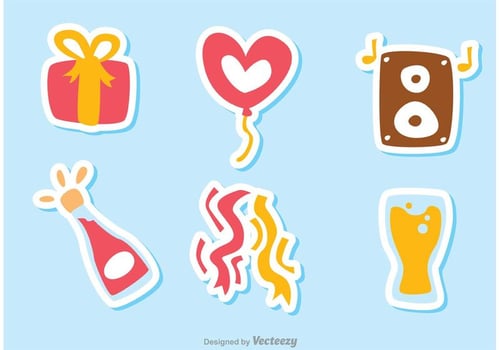 Color Birthday Icon Vectors Pack 3