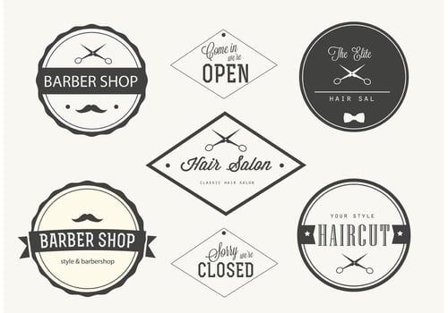 Trendy Barber Shop Labels  vector