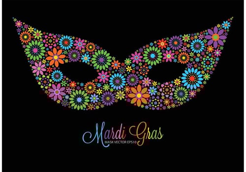 Free Vector Colorful Flowers Mardi Gras Mask