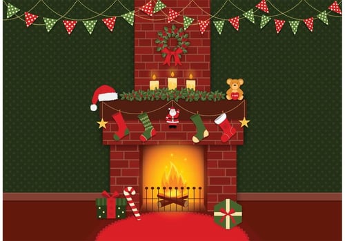 Vector Christmas Fireplace Background