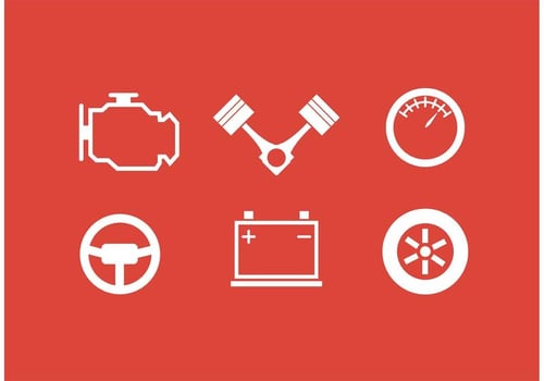 White Piston Engine Icon Collection  vector