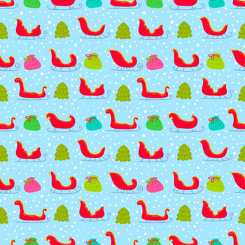 Colorful Santa's Sleigh Vector Seamless Pattern