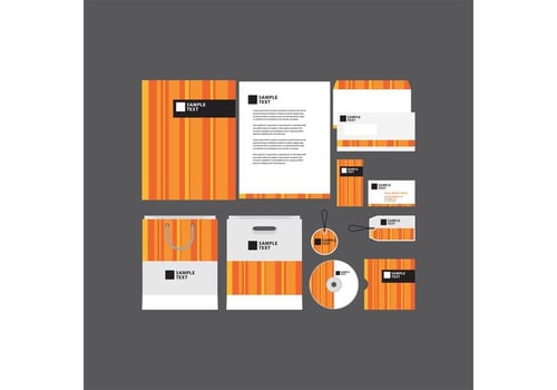 Orange Striped Company Profile Template  vector