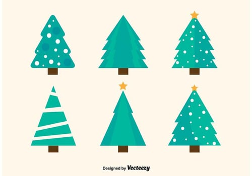 Flat Christmas Trees Vectors 