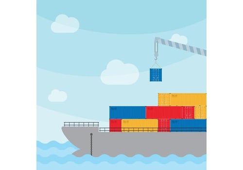 Cargo Ship with Crane  vector