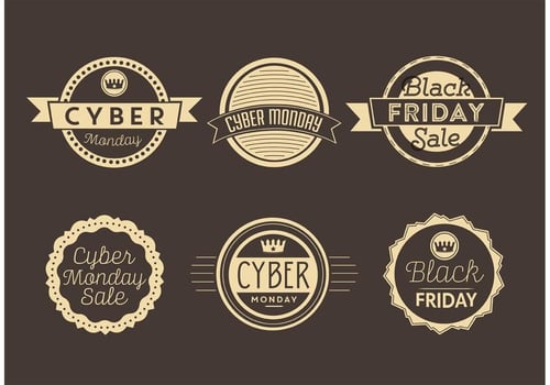 Cyber Monday and Black Friday Labels vector