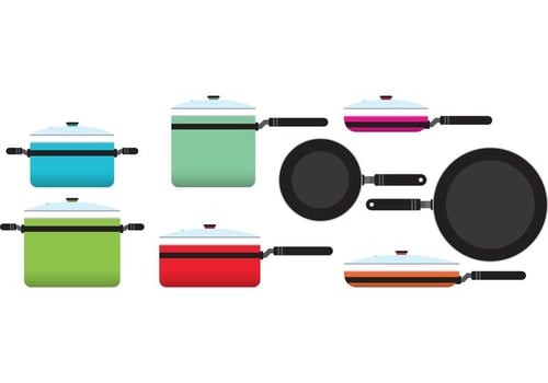 Colorful Kitchen Pans vector